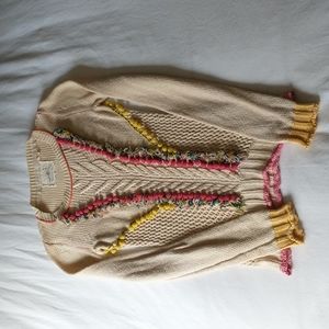 Anthropologie Angel of the North Knit Sweater Multi-Color Pom Pom Fringe Small